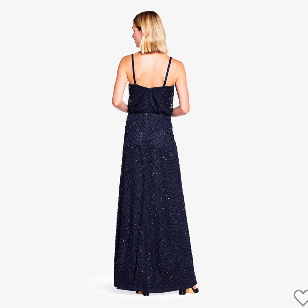 NEW w/o tags. Navy blue beaded gown. US size 2. - Picture 3 of 8